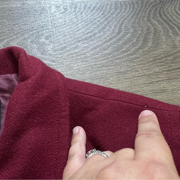 Vintage Requirements 100% Wool Full Zip-Up Pea Coat Dark Red Women's size 10 - Picture 6 of 11